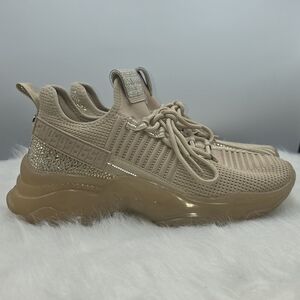 Steve Madden Maxima Rhinestone Sneakers - Tan/Beige - Women's Size 10